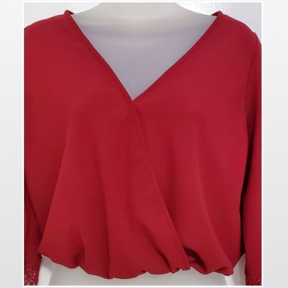 Y2K Charlotte Russe Small Red Chiffon Crop Trend Top - Picture 4 of 16